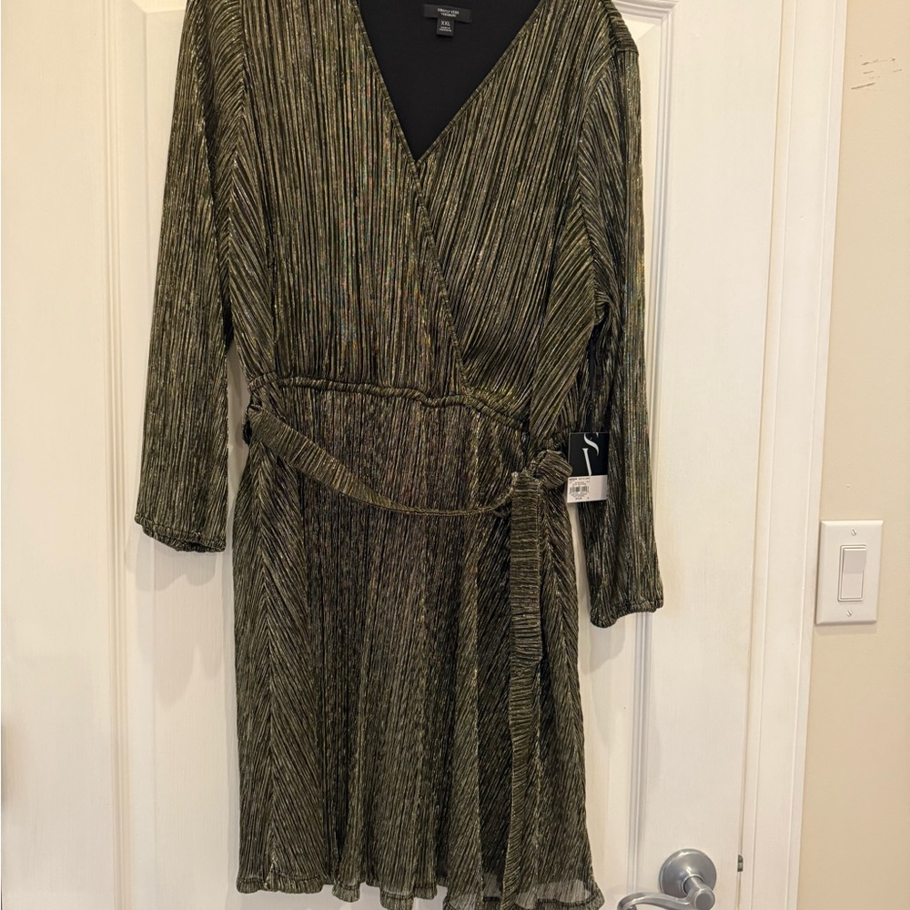 Simply Vera Vera Wang Metallic Green Long Sleeve Dress